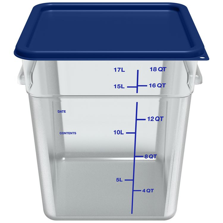 CFS BRANDS Carlisle 1195507 Squares Polycarbonate Food Storage Container, 18 qt, 11 13 x 11.13 x 12.58, Clear, Plastic