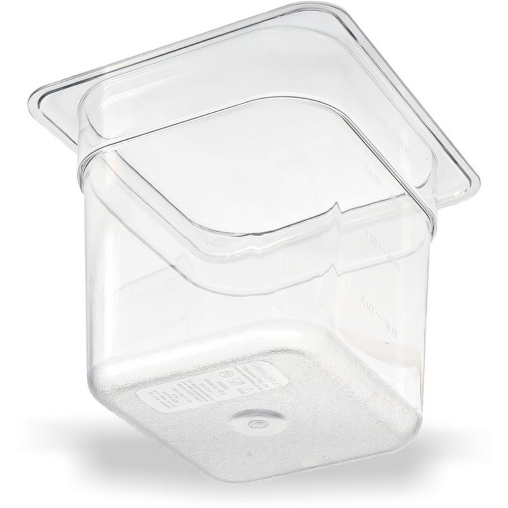 CFS BRANDS Carlisle 3068507 StorPlus Polycarbonate Food Pan, 2.5 qt, 6.38 x 6.75 x 6, Clear, Plastic