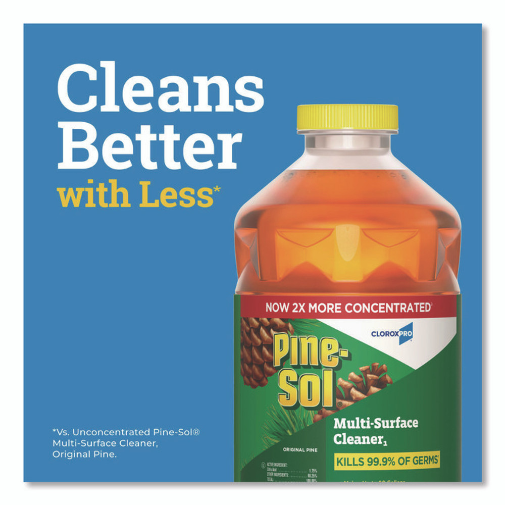 CLOROX SALES CO. Pine-Sol® 60606CT CloroxPro Multi-Surface Cleaner Disinfectant Concentrated, Original Pine Scent, 80 oz Bottle, 3/Carton