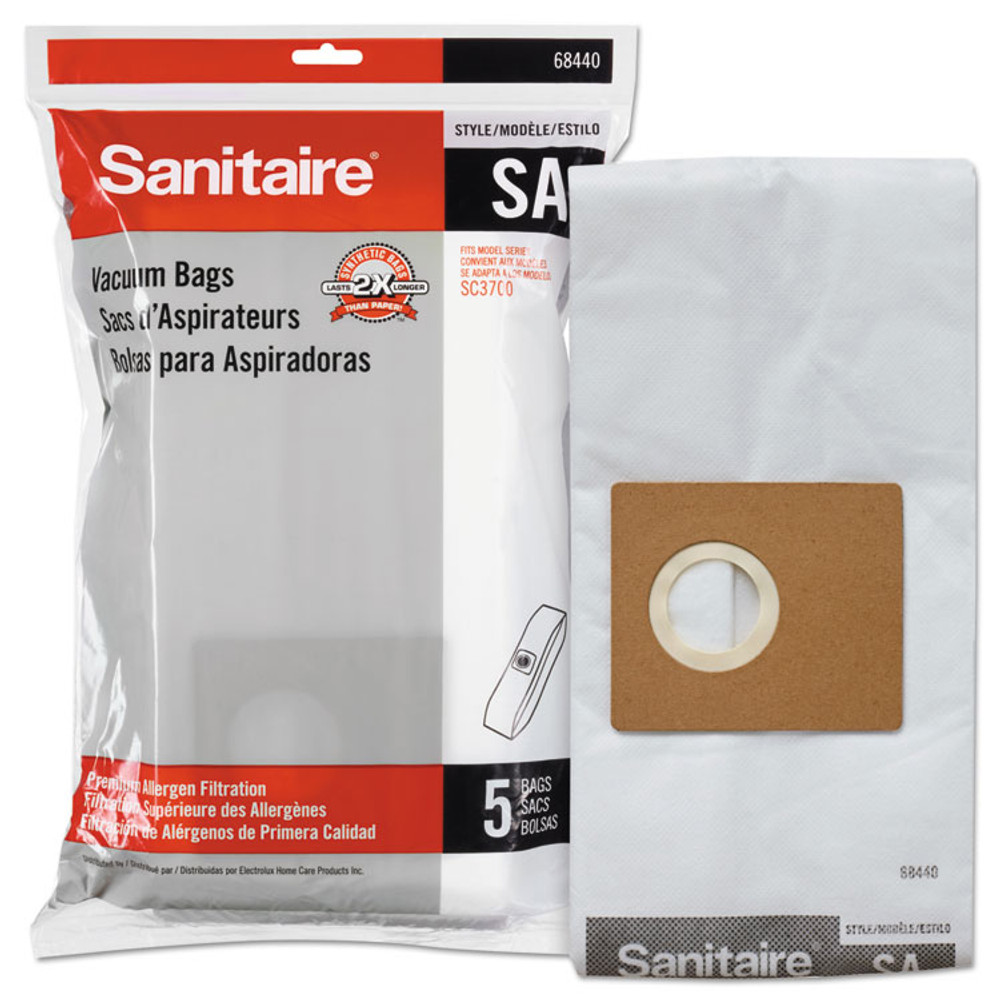 ELECTROLUX FLOOR CARE COMPANY Sanitaire® 68440-10 Style SA Disposable Dust Bags with Allergen Filtration for SC3700A, 5/Pack, 10 Packs/Carton