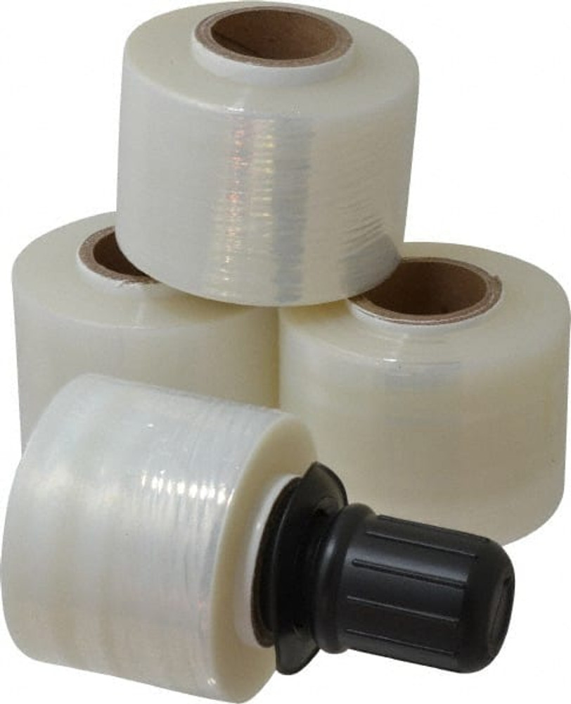 Stretch Associates QWP-150CLR-3 Pack of (4) Rolls 3" x 600' 150 Gauge Clear Bundling Stretch Film with Dispenser