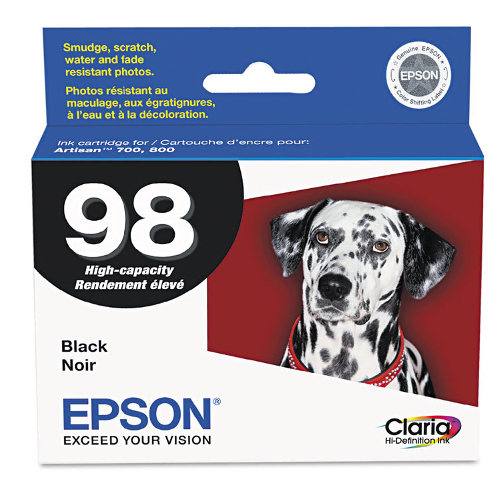 EPSON AMERICA, INC. T098120S T098120-S (98) Claria High Yield Ink, 450 Page-Yield, Black