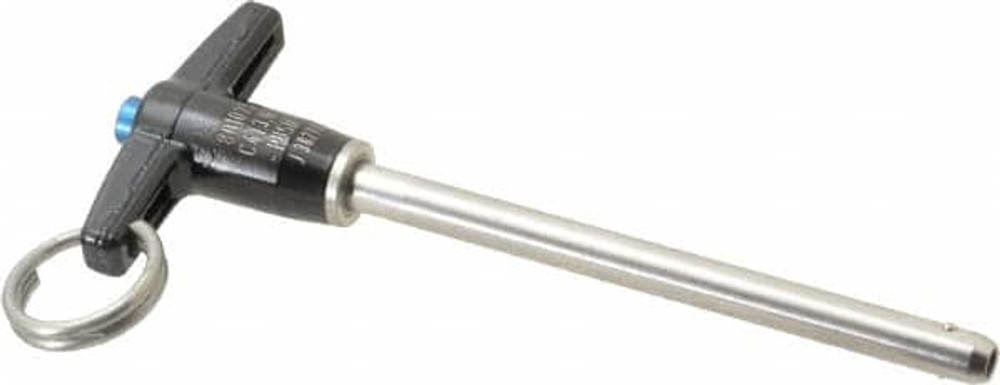 Jergens 801025 Push-Button Quick-Release Pin: T-Handle, 1/4" Pin Dia, 3" Usable Length