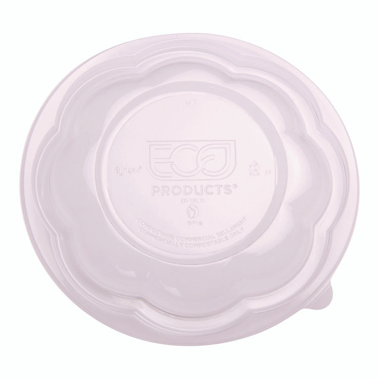 ECO-PRODUCTS,INC. EPSBLID Renewable and Compostable Lids, Fits 24, 32 and 48 oz Salad Bowls, Clear, Plastic, 300/Carton
