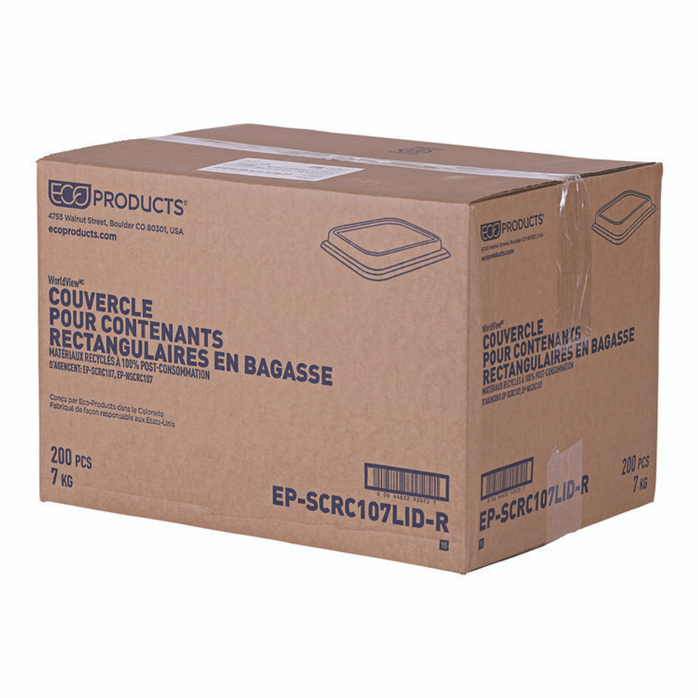 ECO-PRODUCTS,INC. EPSCRC107LIR Worldview 100% Recycled Content Lid, 10.82 x 10.71 x 1.83, Clear, Plastic, 200/Carton