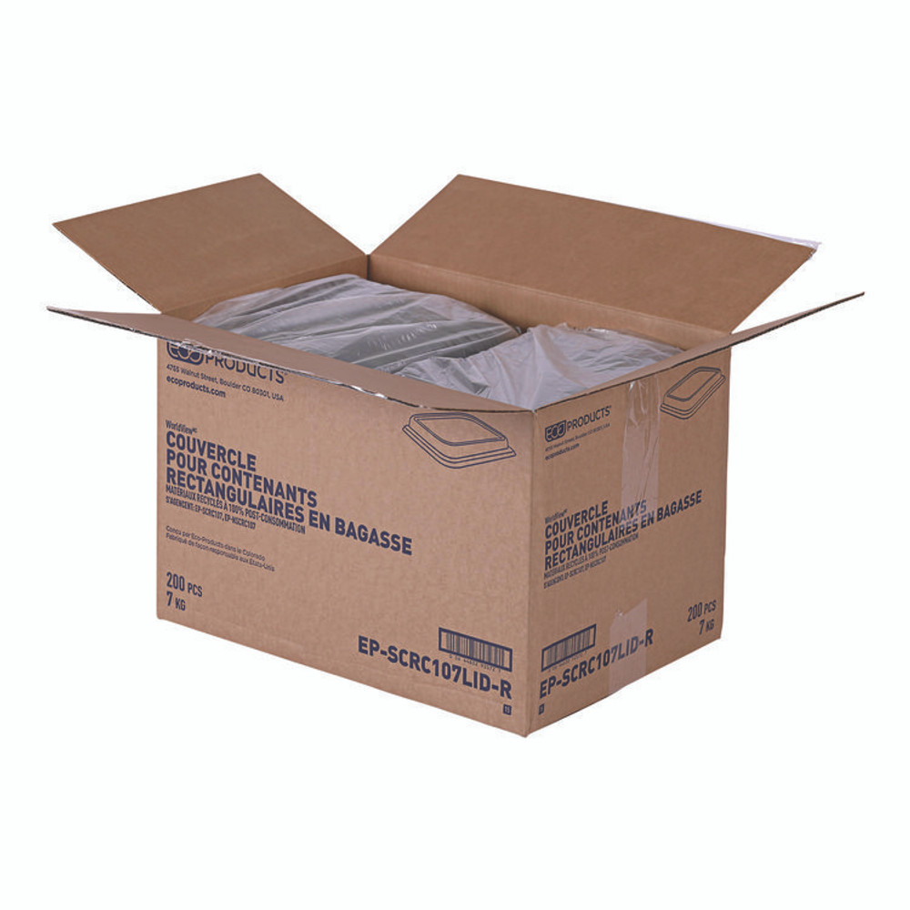 ECO-PRODUCTS,INC. EPSCRC107LIR Worldview 100% Recycled Content Lid, 10.82 x 10.71 x 1.83, Clear, Plastic, 200/Carton