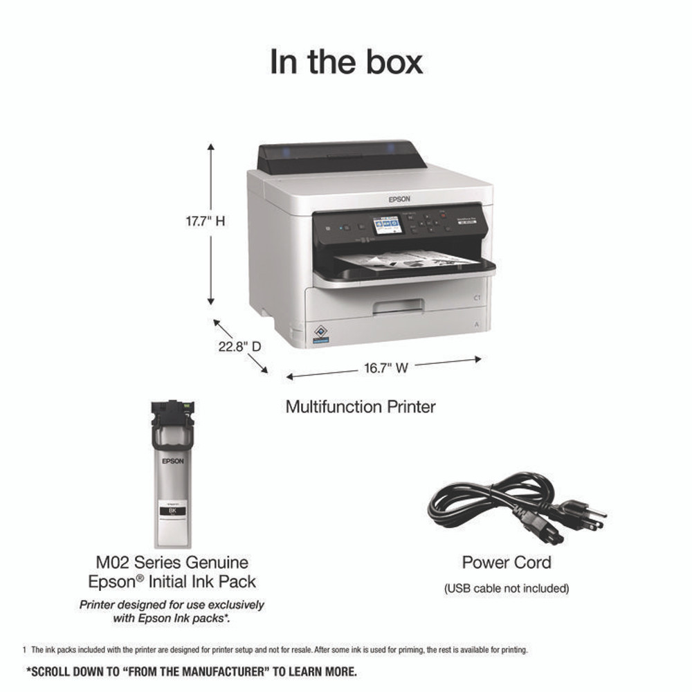 EPSON AMERICA, INC. C11CG07201 WorkForce Pro WF-M5299 Monochrome Wireless Inkjet Printer