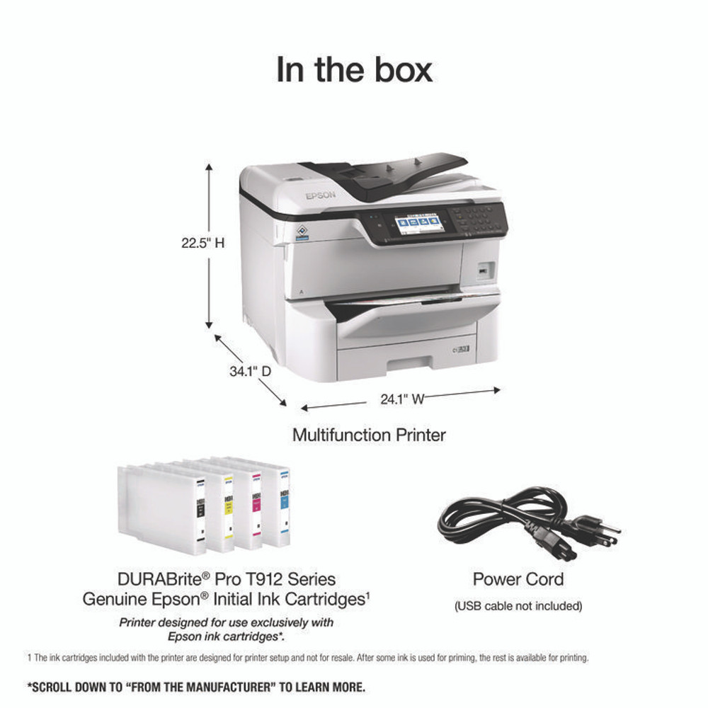 EPSON AMERICA, INC. C11CG68201 WorkForce Pro WF-C8690 Color Multifunction Printer, Copy/Fax/Print/Scan