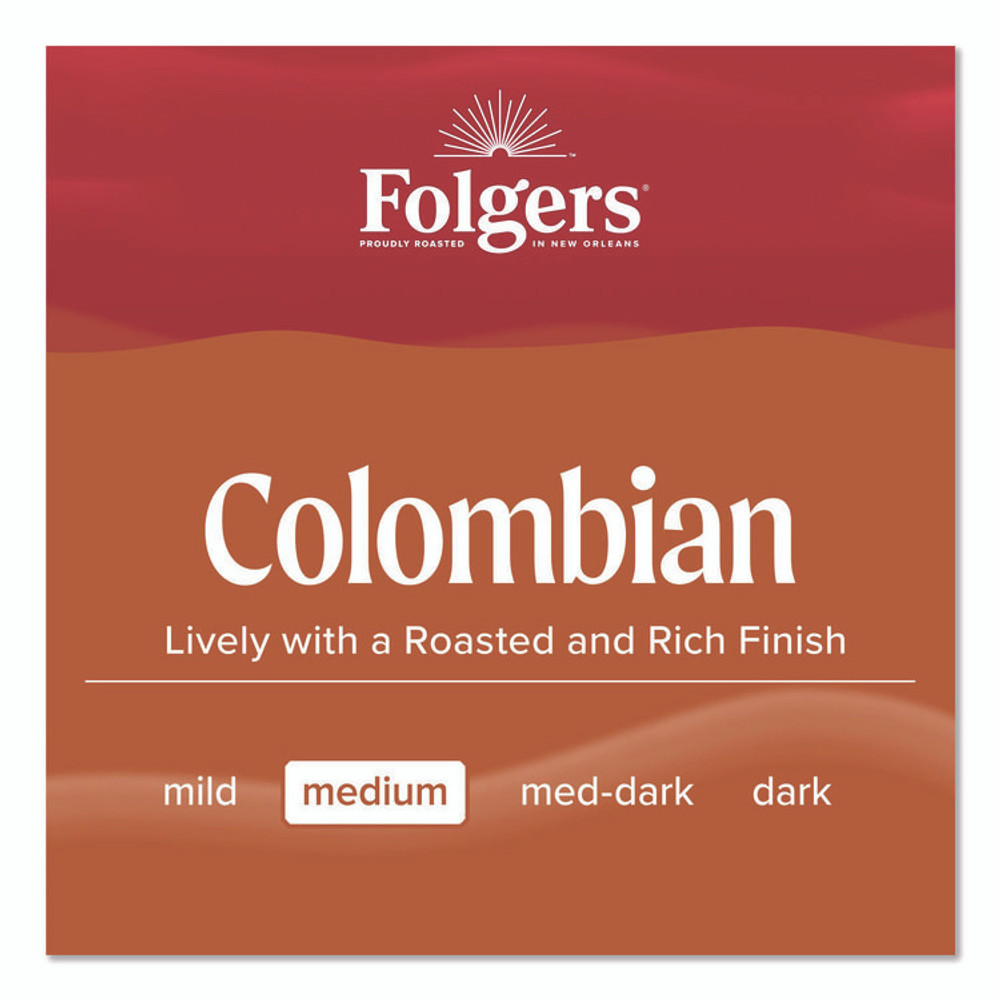 KEURIG DR PEPPER Folgers® 06451 Colombian Ground Coffee Fraction Pack. 100% Colombian, 1.75 oz Fraction Pack, 42/Carton