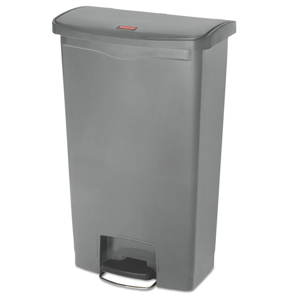 RUBBERMAID COMMERCIAL PROD. 1883604 Slim Jim Streamline Resin Step-On Container, Front Step Style, 18 gal, Polyethylene, Gray