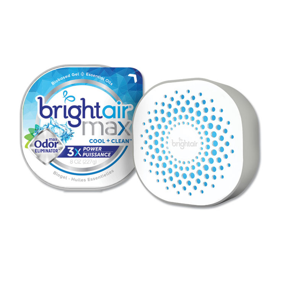 BRIGHT AIR 900437EA Max Odor Eliminator Air Freshener, Cool and Clean, 8 oz Jar