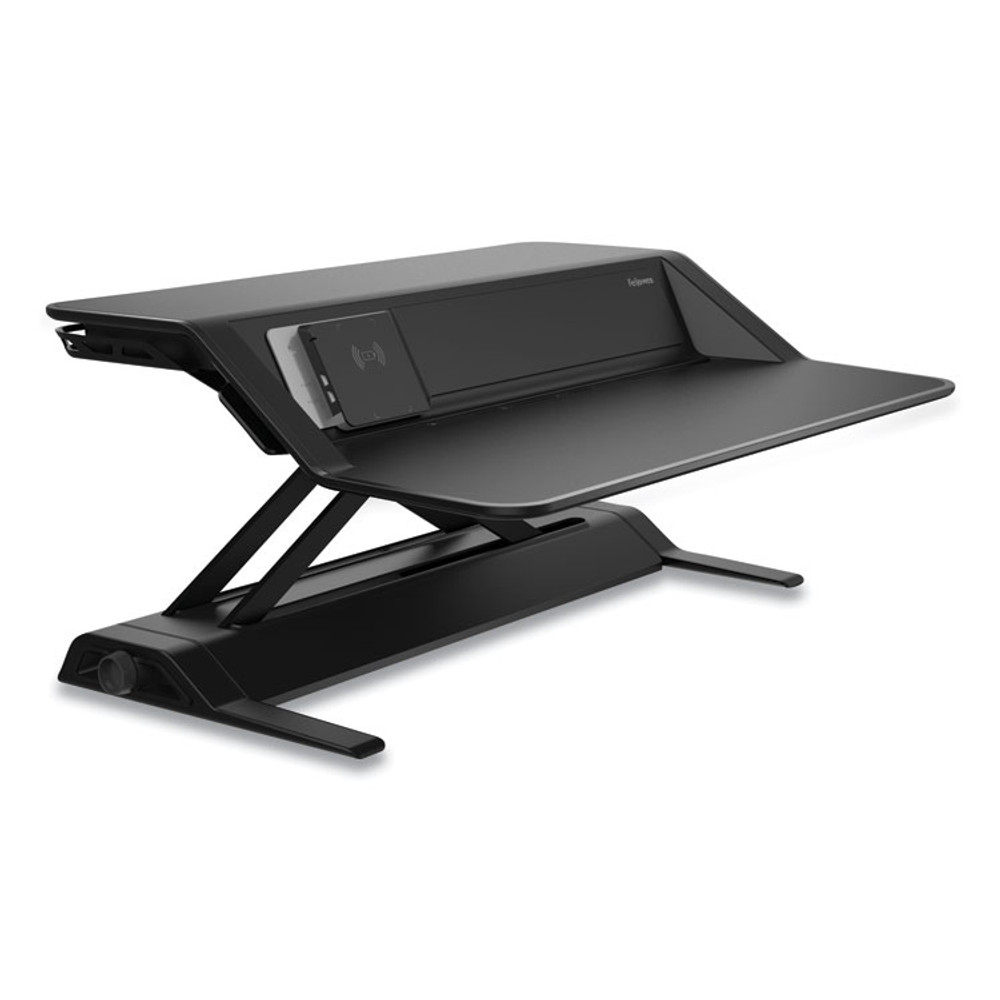 FELLOWES MFG. CO. 8080301 Lotus DX Sit-Stand Workstation, 32.75" x 24.25" x 5.5" to 22.5", Black