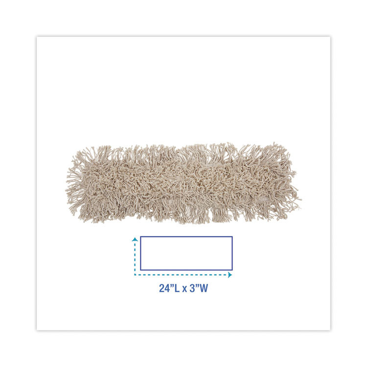 BOARDWALK 1024 Industrial Dust Mop Head, Cotton, 24 x 3, White