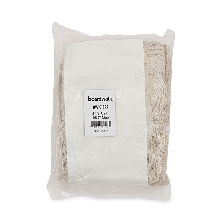 BOARDWALK 1024 Industrial Dust Mop Head, Cotton, 24 x 3, White