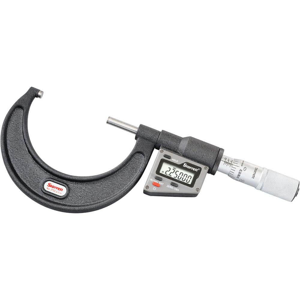 Starrett 12270 Electronic Outside Micrometer: 50.8 mm Min, Micro-Lapped Carbide Face