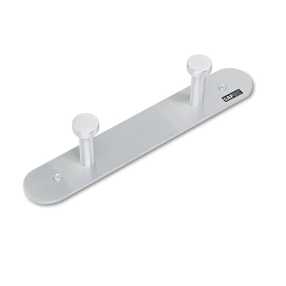 SAFCO PRODUCTS 4200 Nail Head Wall Coat Rack, Two Hooks, Metal, 12w x 2.75d x 2h, Satin