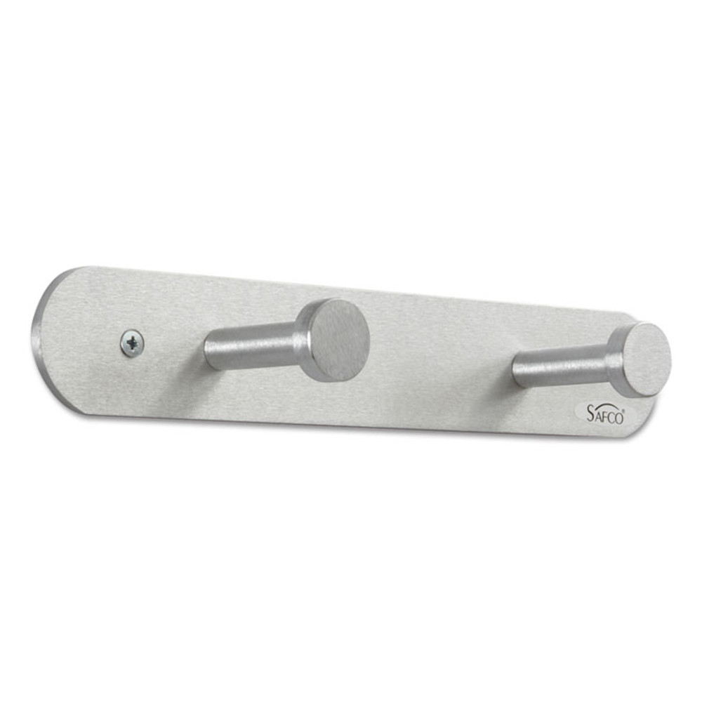 SAFCO PRODUCTS 4200 Nail Head Wall Coat Rack, Two Hooks, Metal, 12w x 2.75d x 2h, Satin