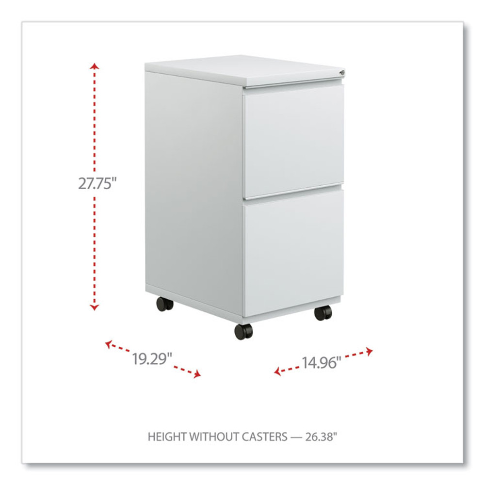 ALERA PBFFLG File Pedestal with Full-Length Pull, Left or Right, 2 Legal/Letter-Size File Drawers, Light Gray, 14.96" x 19.29" x 27.75"