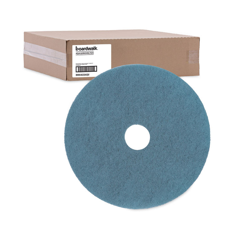 BOARDWALK 4020AQU Burnishing Floor Pads, 20" Diameter, Aqua, 5/Carton