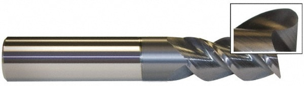 Accupro 12179358 Corner Radius End Mill: 3/4" Dia, 1" LOC, 0.03" Radius, 3 Flutes, Solid Carbide