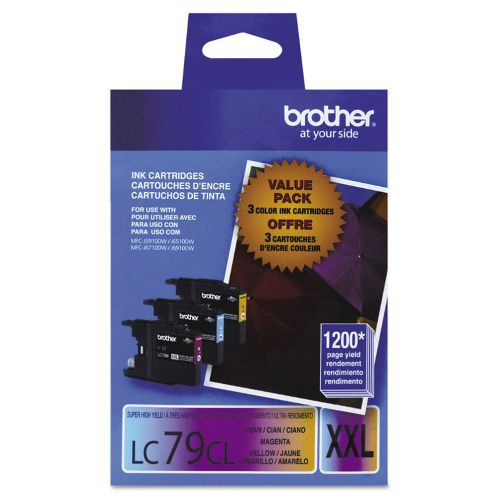 BROTHER INTL. CORP. LC793PKS LC793PKS Innobella Super High-Yield Ink, 1,200 Page-Yield, Cyan/Magenta/Yellow