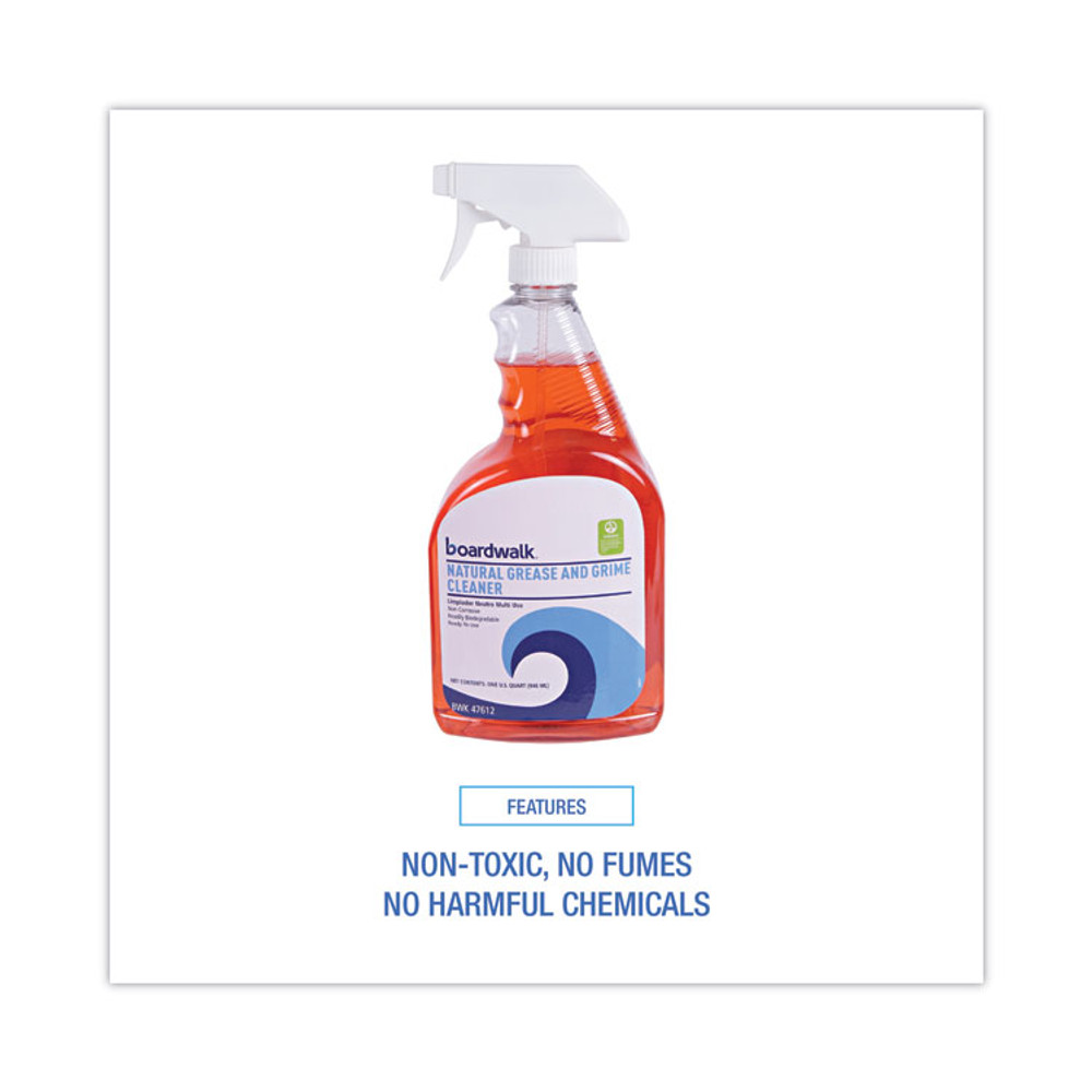 BOARDWALK 47612EA Natural Grease and Grime Cleaner, Unscented, 32 oz Spray Bottle