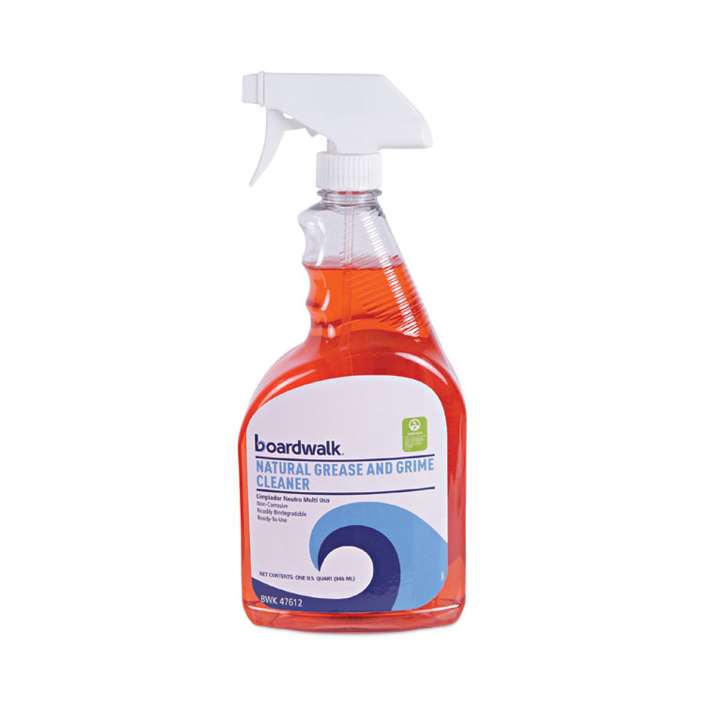 BOARDWALK 47612EA Natural Grease and Grime Cleaner, Unscented, 32 oz Spray Bottle
