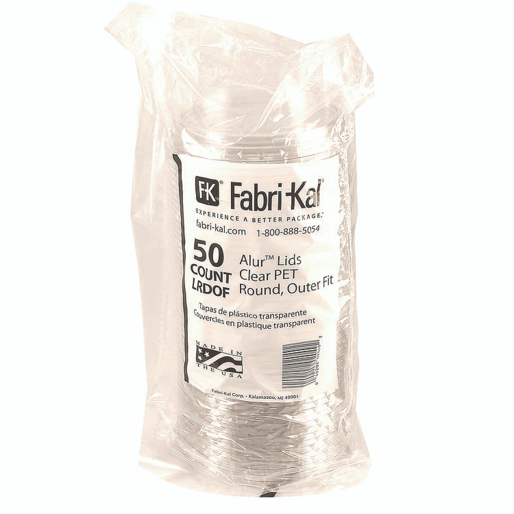 FABRI-KAL LRDOF Recycleware Round Deli Container Lids, Flat Outer Fit, Clear, Plastic, 500/Carton