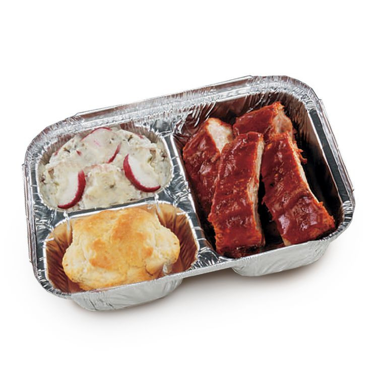 HFA INC 204500 Three-Compartment Oblong Food Container, 24 oz, 6.38 x 1.47 x 8, Silver, Aluminum, 500/Carton