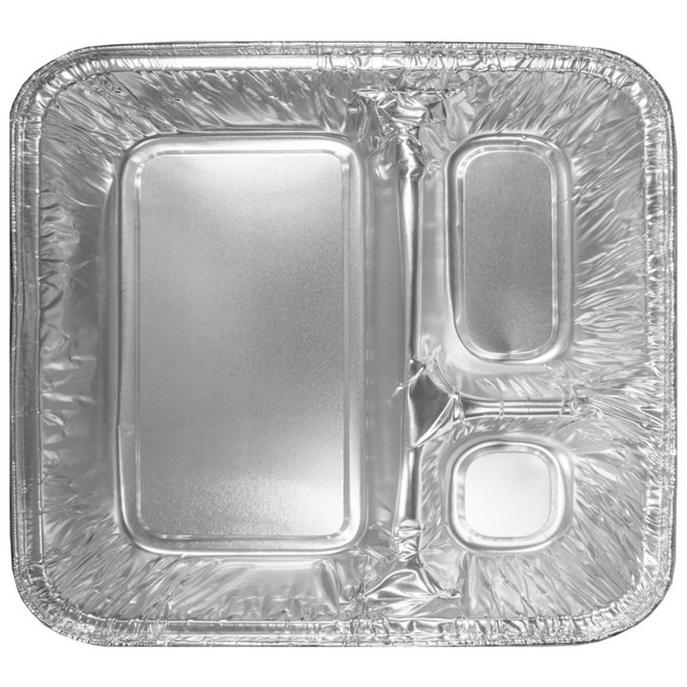 HFA INC 204500 Three-Compartment Oblong Food Container, 24 oz, 6.38 x 1.47 x 8, Silver, Aluminum, 500/Carton