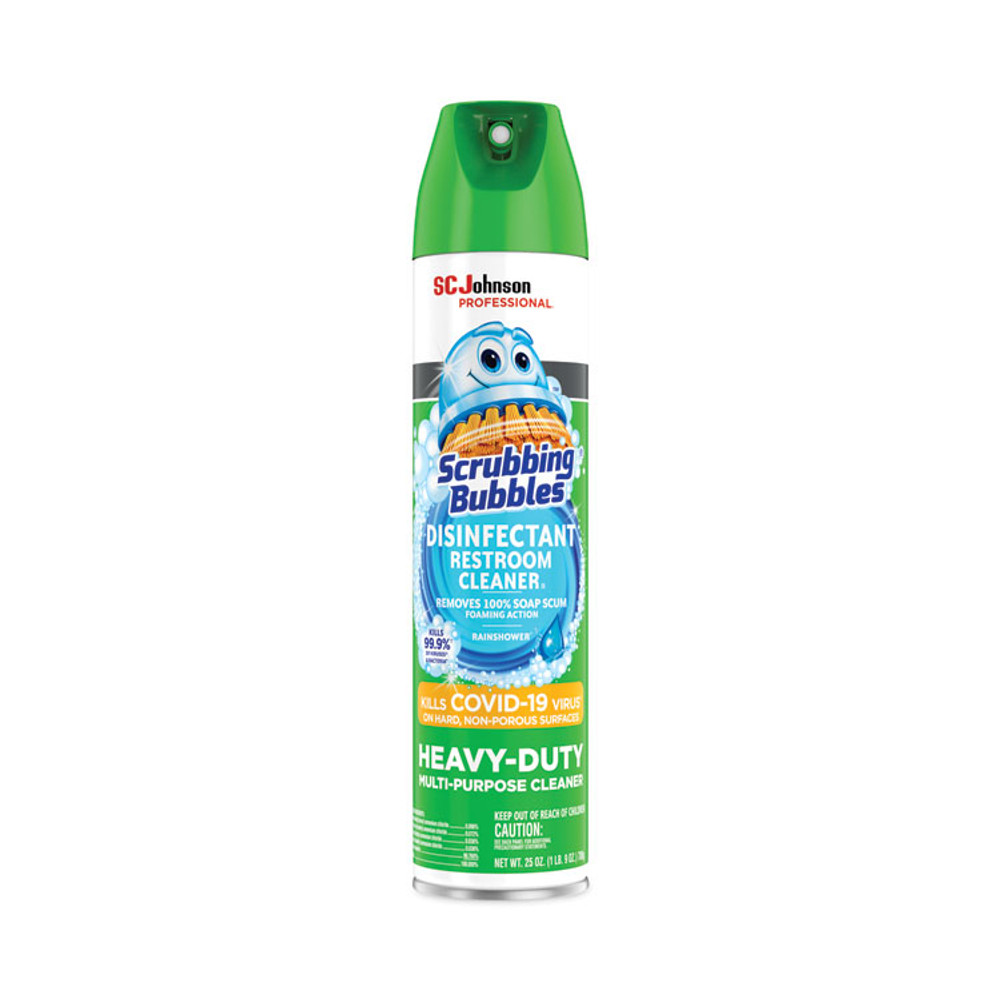 SC JOHNSON Scrubbing Bubbles® 313358 Disinfectant Restroom Cleaner II, Rain Shower Scent, 25 oz Aerosol Spray, 12/Carton