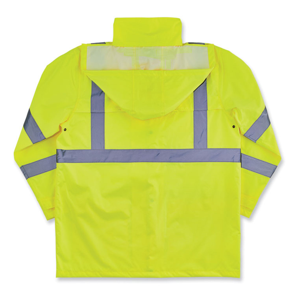 TENACIOUS HOLDINGS, INC. ergodyne® 24334 GloWear 8366 Class 3 Lightweight Hi-Vis Rain Jacket, Polyester, Large, Lime