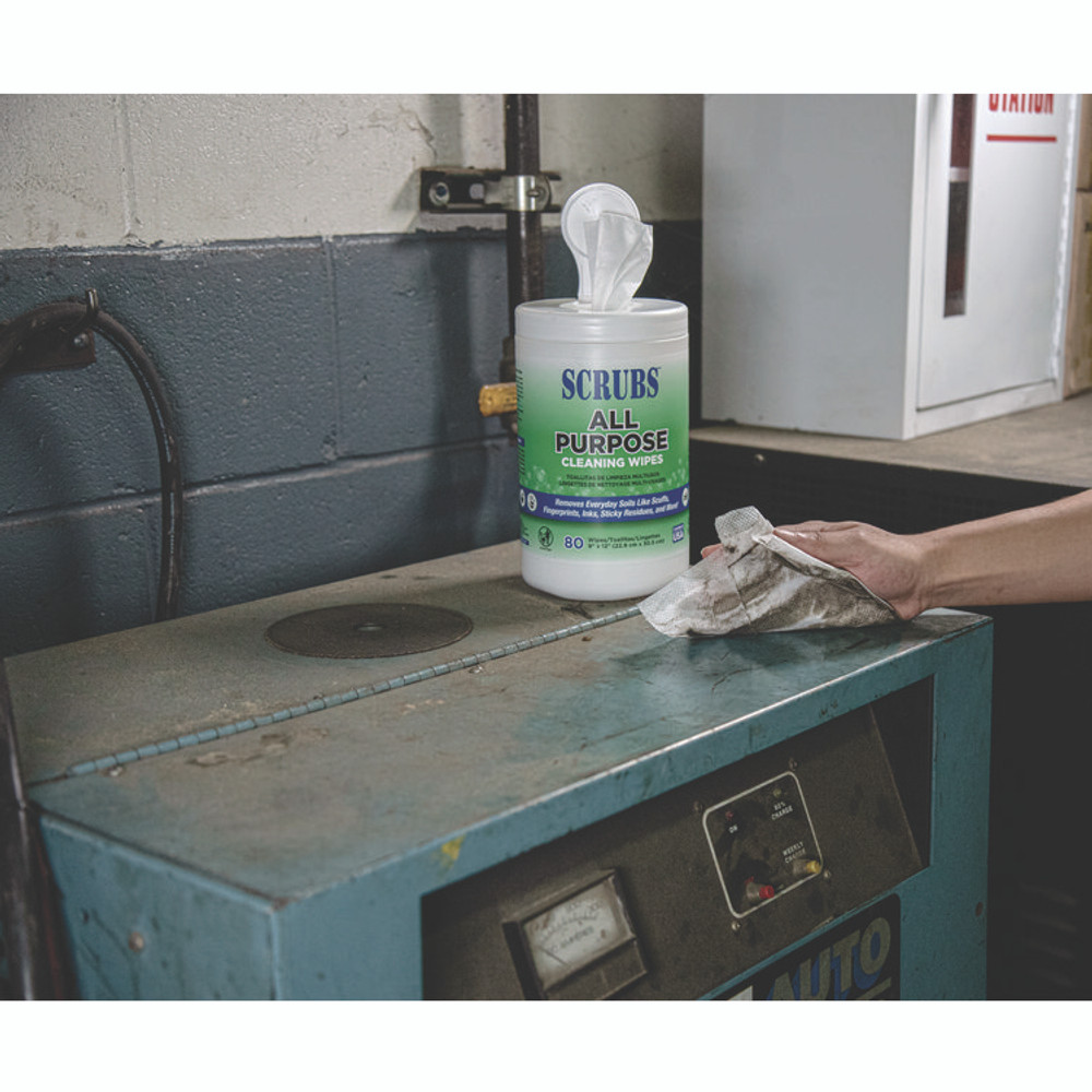ITW PRO BRANDS SCRUBS® 96580 All Purpose Cleaning Wipes, 9 x 12, Citrus Scent, White, 80 Wipes/Canister, 6 Canisters/Carton