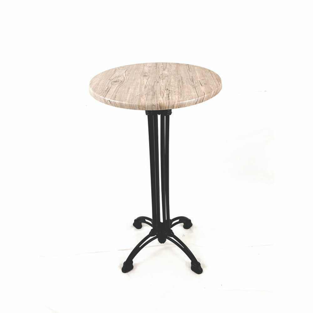 JMC FURNITURE 106P24R7 Topalit Tables, Round, 24" dia x 44"h, Washington Pine Top, Black Iron Base/Legs