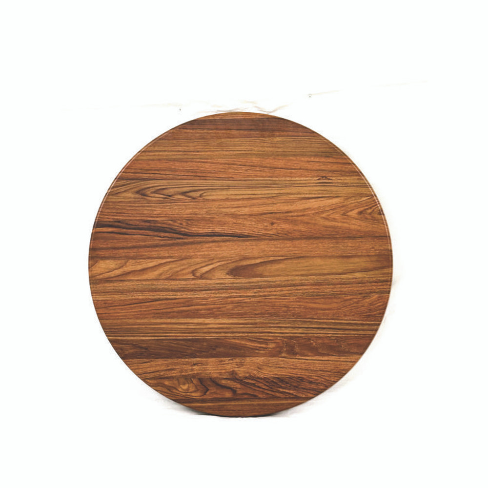 JMC FURNITURE 106P24R8 Topalit Tables, Round, 24" dia x 44"h, Teak Top, Black Iron Base/Legs