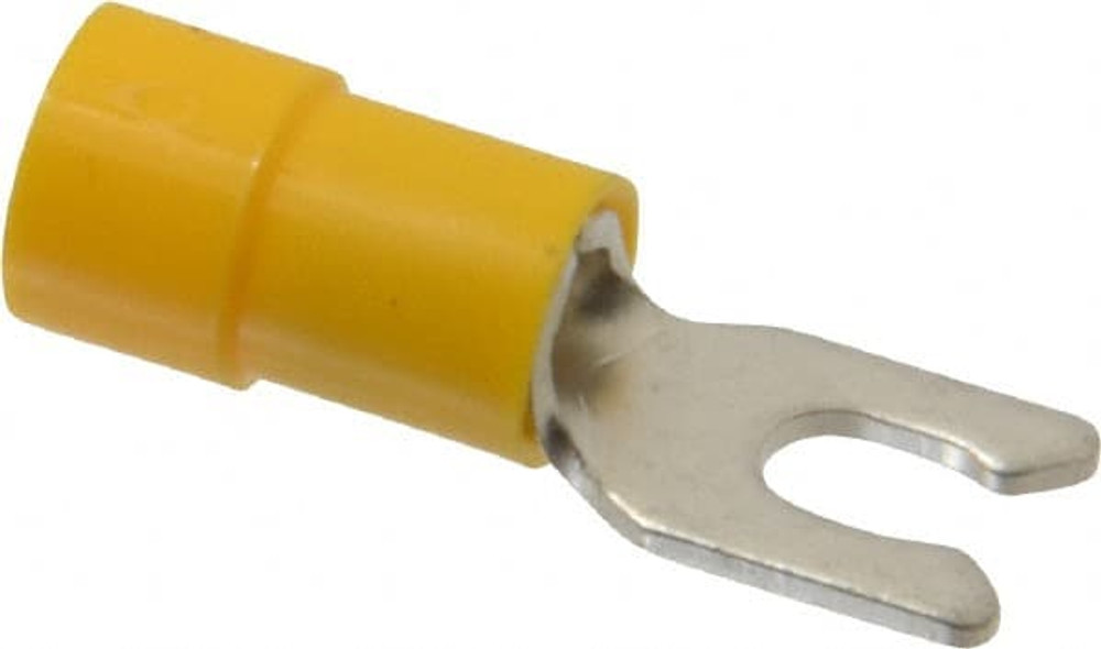 Thomas & Betts TV10-6LF-XV Locking Fork Terminal: Yellow, Vinyl, Partially Insulated, #6 Stud, Crimp