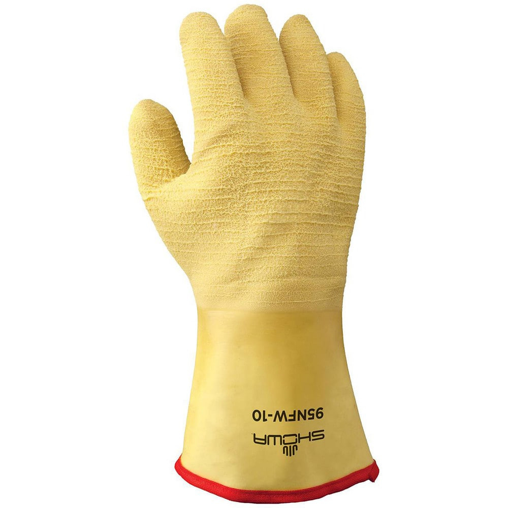 SHOWA 96NFW-10 Work & General Purpose Gloves; Glove Type: General Purpose ; Lining Material: Cotton ; Cuff Style: Safety ; Primary Material: Cotton & Cotton Blend ; Coating Material: Natural Rubber Latex ; Coating Coverage: Full Except Cuff