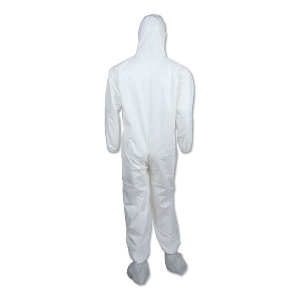 SMITH AND WESSON KleenGuard™ 48977 A45 Liquid/Particle Protection Surface Prep/Paint Coveralls, Hood, Elastic Wrist/Ankles, Boots, 4XL, White, 25/Carton