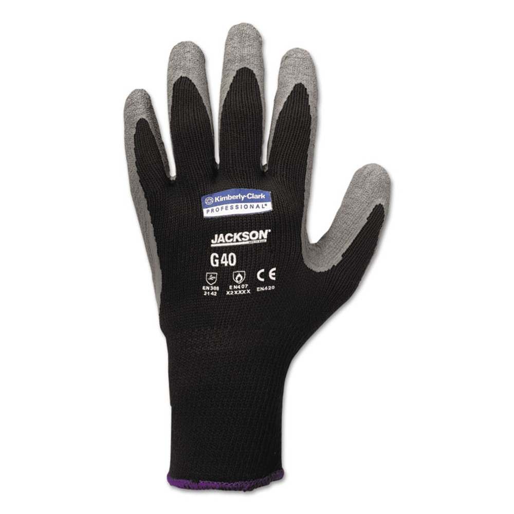 SMITH AND WESSON KleenGuard™ 97274 G40 Latex Coated Gloves, 270 mm Length, 11 X-Large, Poly/Cotton, Gray/Black, 12 Pairs/Pack