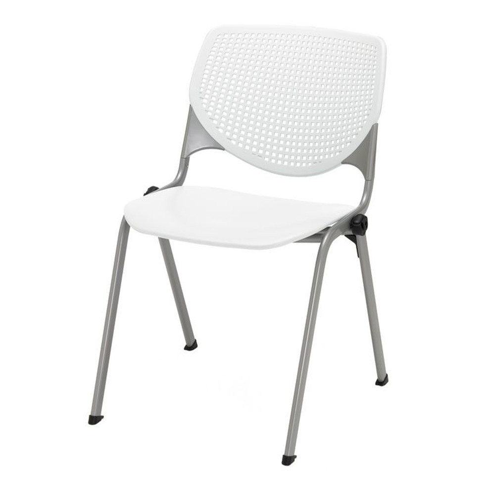 KFI STUDIOS 811774036689 Pedestal Table with Four White Kool Series Chairs, Round, 36" Dia x 29h, Designer White
