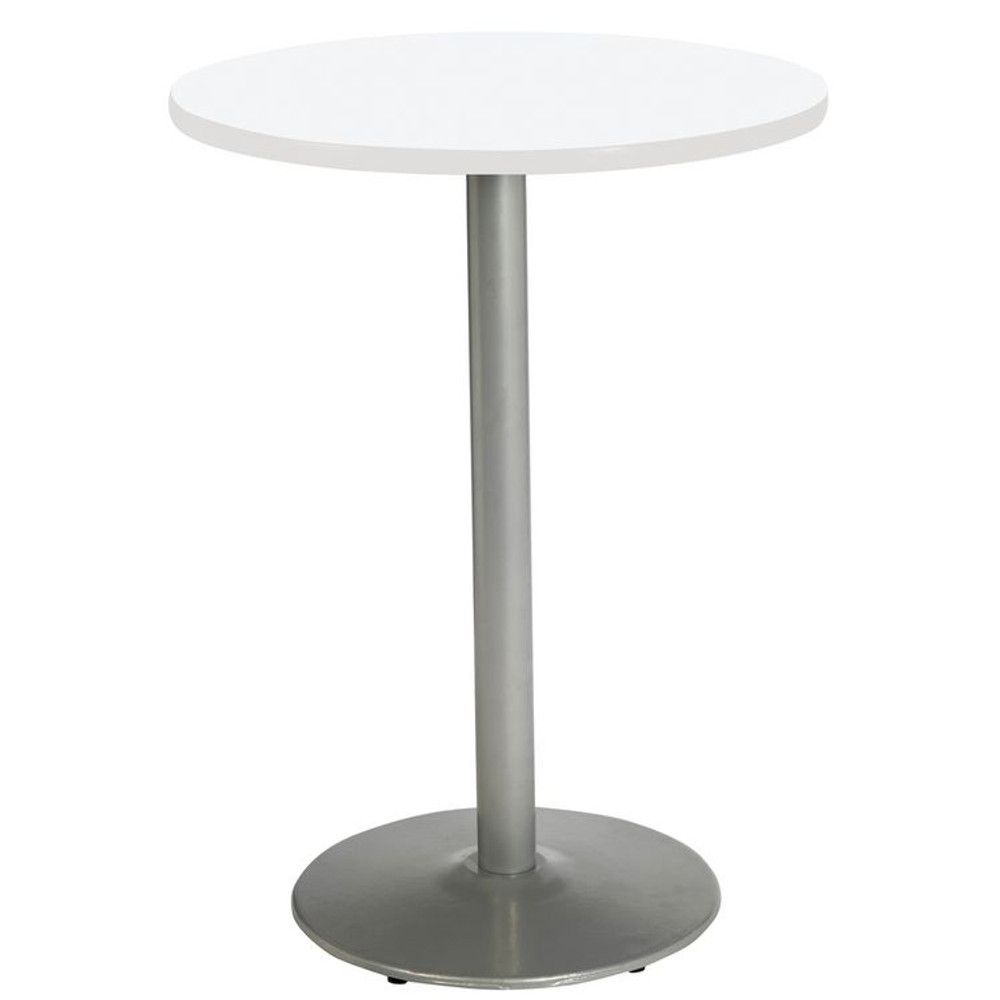 KFI STUDIOS 811774037129 Pedestal Bistro Table with Four Brownstone Kool Series Barstools, Round, 36" Dia x 41h, Designer White