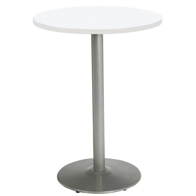 KFI STUDIOS 811774037136 Pedestal Bistro Table with Four Periwinkle Kool Series Barstools, Round, 36" Dia x 41h, Designer White