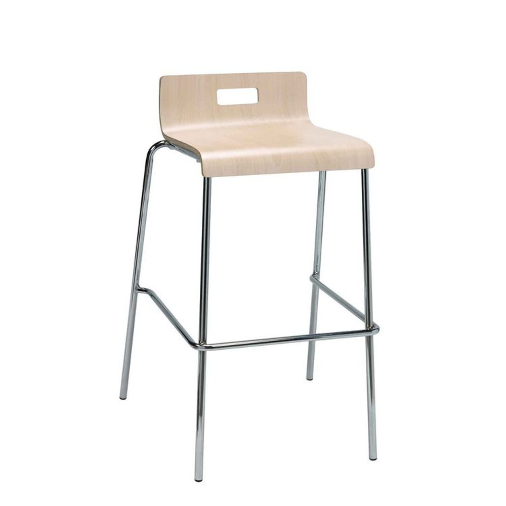 KFI STUDIOS 811774039895 Pedestal Bistro Table with Four Natural Jive Series Barstools, Square, 36 x 36 x 41, Designer White