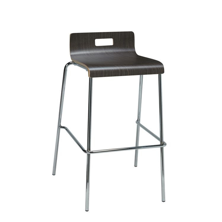 KFI STUDIOS 840031900111 Pedestal Bistro Table with Four Espresso Jive Series Barstools, Round, 36" Dia x 41h, Designer White