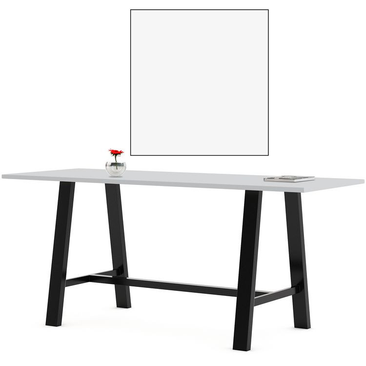 KFI STUDIOS 840031900555 Midtown Bistro Dining Table with Four Burgundy Kool Barstools, 36 x 72 x 41, Designer White