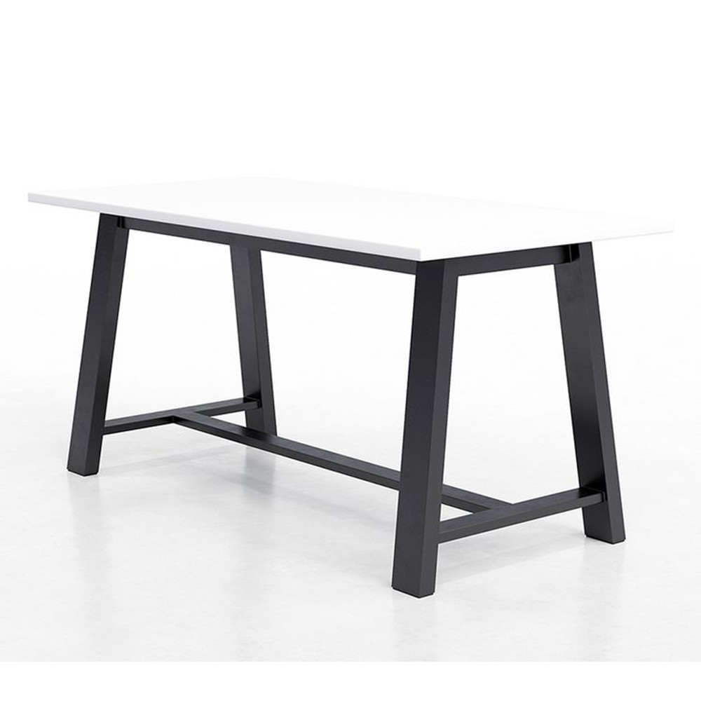 KFI STUDIOS 840031900586 Midtown Bistro Dining Table with Four Yellow Kool Barstools, 36 x 72 x 41, Designer White