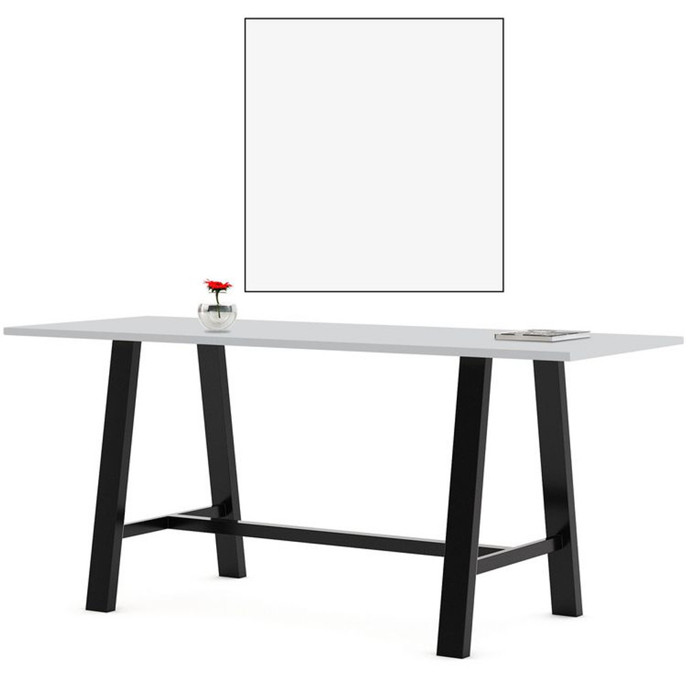 KFI STUDIOS 840031900609 Midtown Bistro Dining Table with Four Lime Green Kool Barstools, 36 x 72 x 41, Designer White