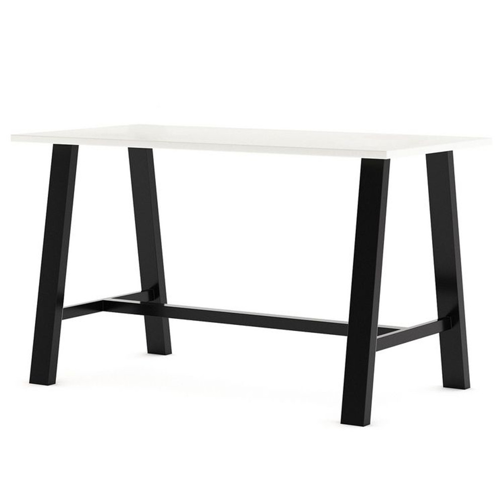 KFI STUDIOS 840031900609 Midtown Bistro Dining Table with Four Lime Green Kool Barstools, 36 x 72 x 41, Designer White
