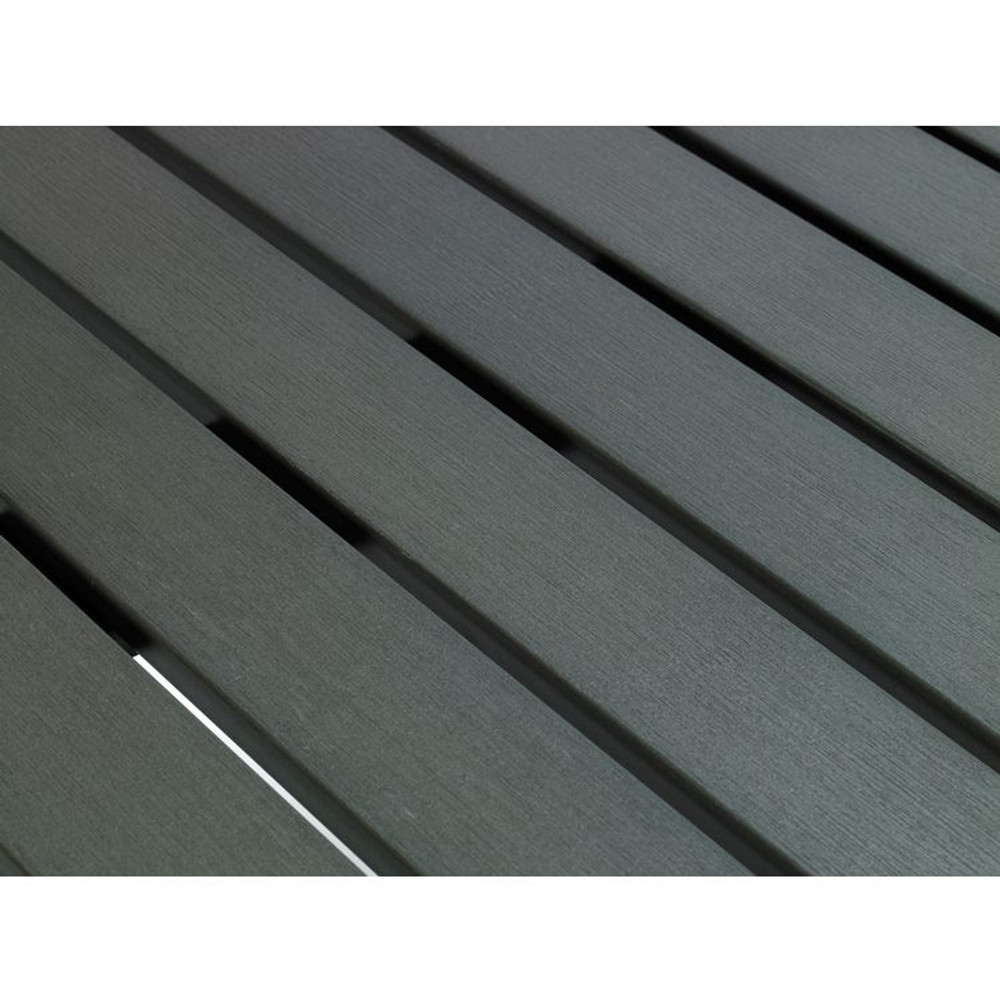 KFI STUDIOS 840031918536 Eveleen Outdoor Patio Table with Six Gray Powder-Coated Polymer Chairs, 32 x 55 x 29, Gray