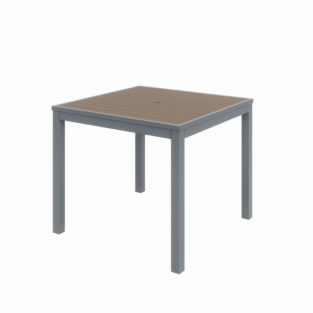 KFI STUDIOS 840031918543 Eveleen Outdoor Patio Table with Four Mocha Powder-Coated Polymer Chairs, Square, 32", Mocha